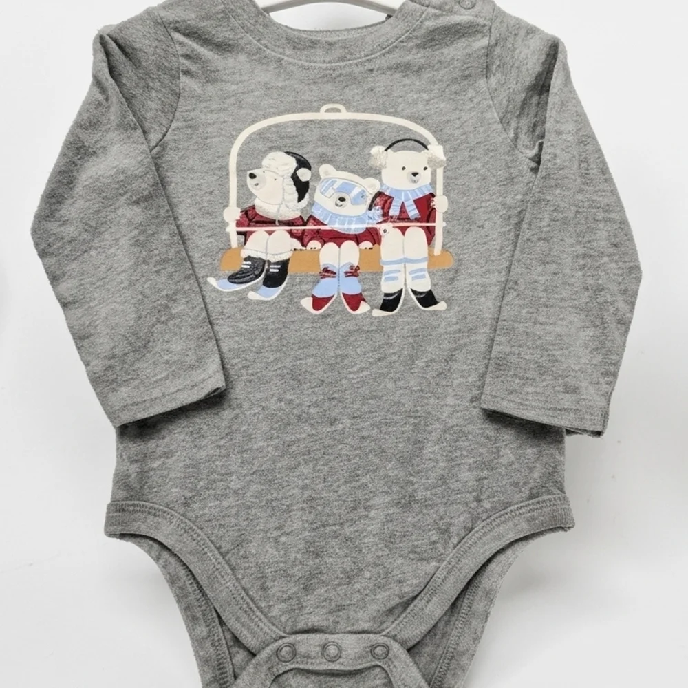 Garanimals Gray Long Sleeve Bodysuit with Bear Design